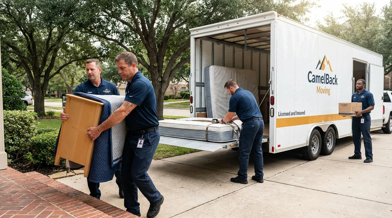 Crew loading residential truck for cross-state move from Chillicothe, MO